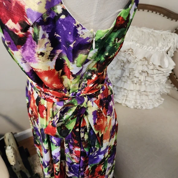 WardorbeA Multi Color Faux Wrap Dress With Belt - Picture 14 of 14